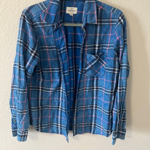 American Eagle Outfitters Blue and Pink Checkered Shirt - Picture 2 of 4